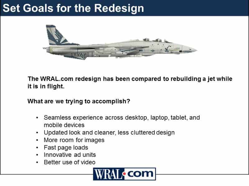 Goals for the big redesign project at WRAL.com