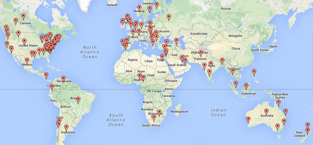 Map of members in Inbound.org's Marketing Agencies group